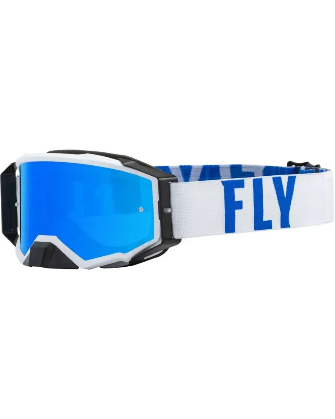 Мотокрос очила FLY RACING Zone Pro White/Blue - Sky Blue Mirror/Smoke Lens