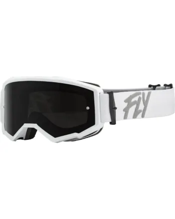 Мотокрос очила FLY RACING Zone White W/ Dark Smoke/Smoke Lens