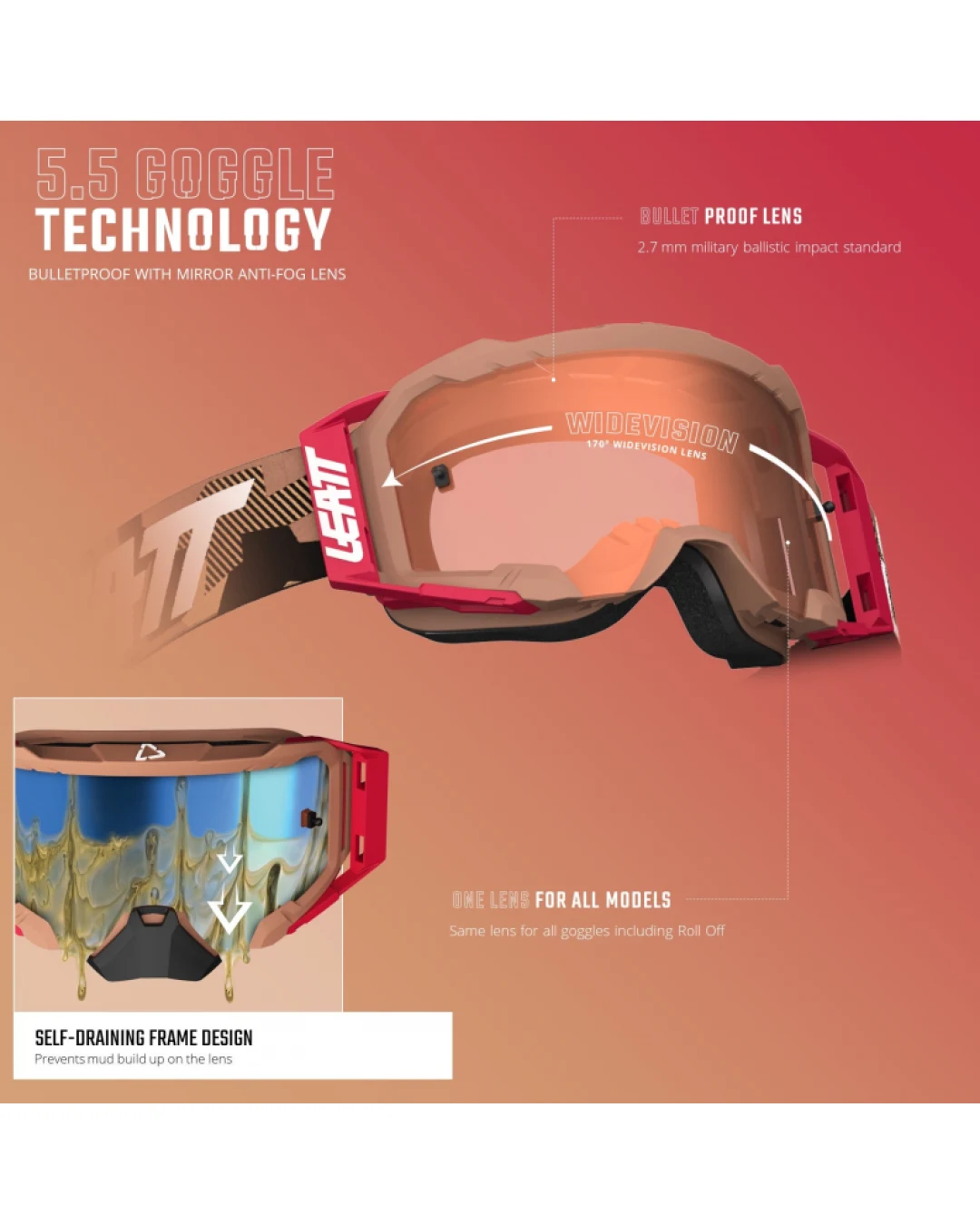 Мотокрос очила LEATT Velocity 5.5 Enduro Forge Clear 83%