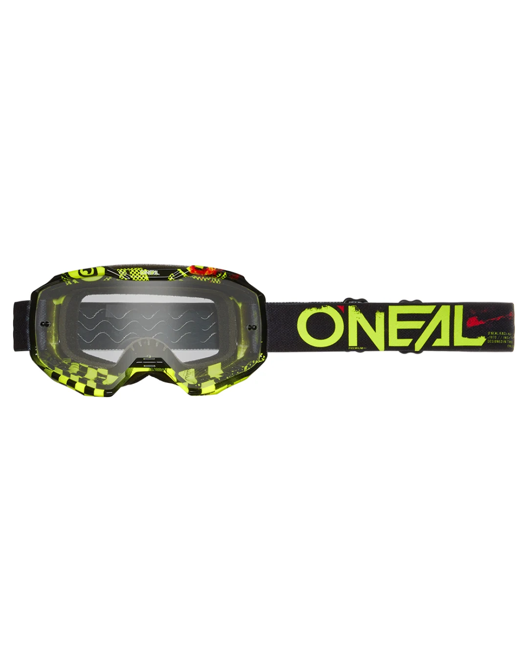 Мотокрос очила O'NEAL B-10 ATTACK BLACK/NEON YELLOW - CLEAR V.24
