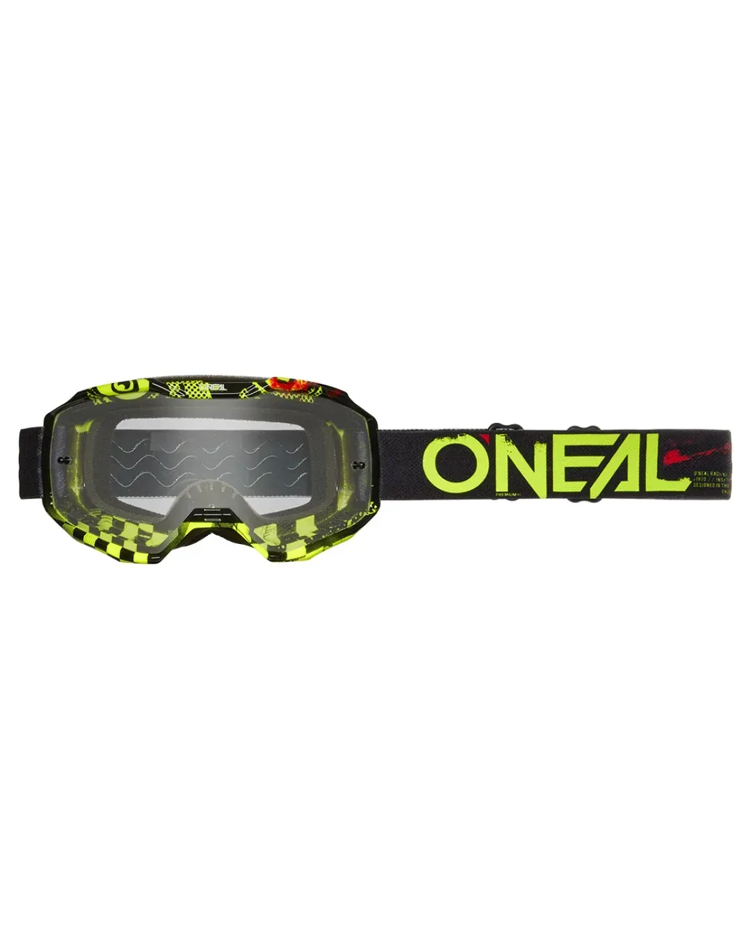 Мотокрос очила O'NEAL B-10 ATTACK BLACK/NEON YELLOW - CLEAR V.24