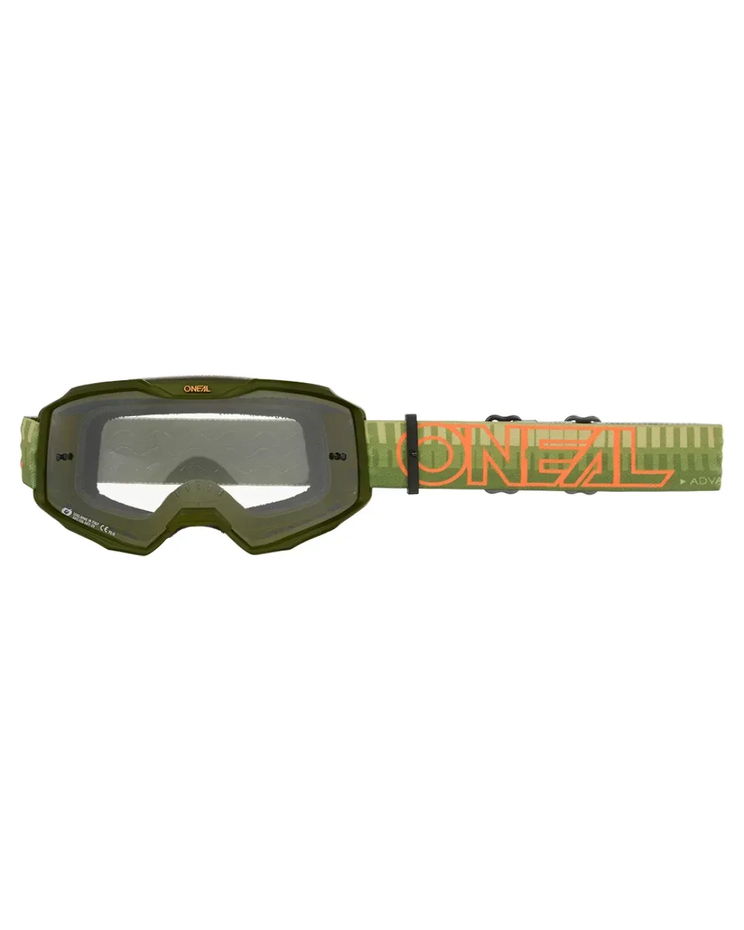 Мотокрос очила O'NEAL B-10 STRIPED GREEN/ORANGE - CLEAR V.26
