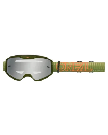 Мотокрос очила O'NEAL B-10 STRIPED GREEN/ORANGE - SILVER MIRROR V.26