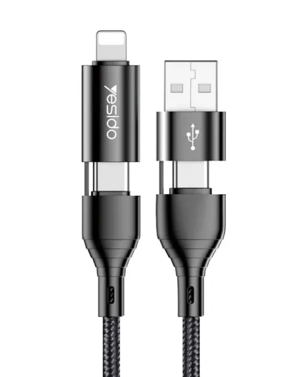 Мултифункционален кабел за телефон YESIDO CA59 USB/USB Type-C/iPhone (max 60W) 1.2 м