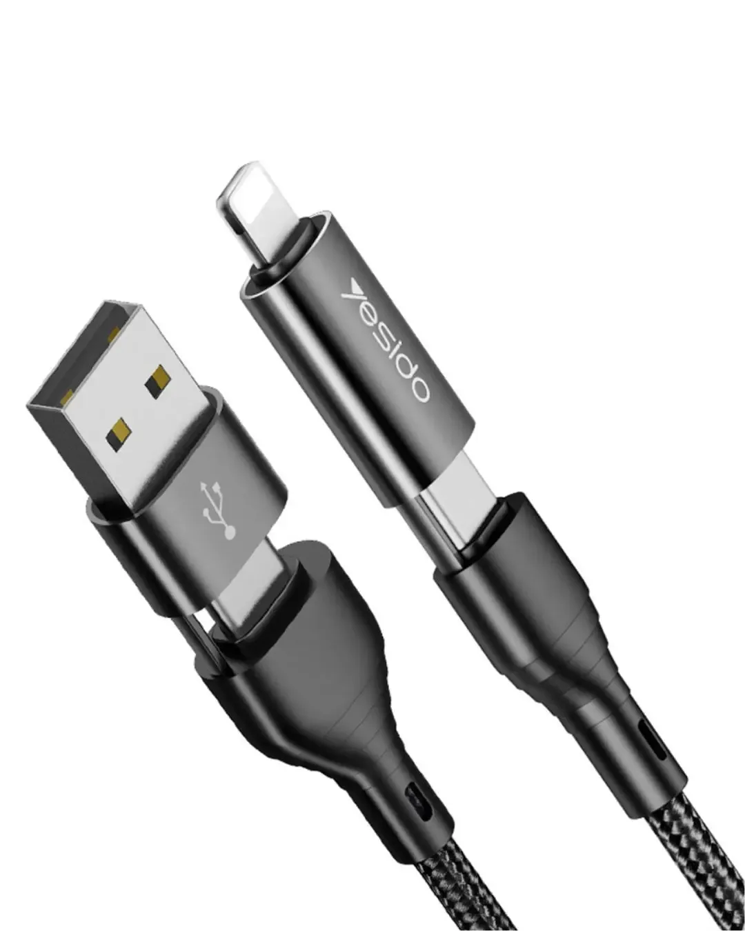 Мултифункционален кабел за телефон YESIDO CA59 USB/USB Type-C/iPhone (max 60W) 1.2 м
