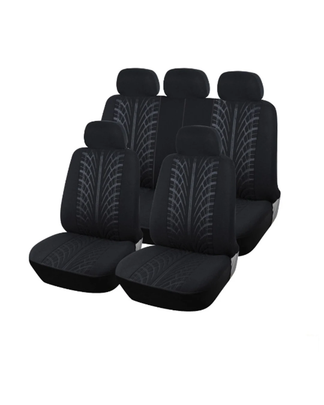 Нова универсална текстилна авто тапицерия, калъфи за автомобилни седалки, пълен комплект, 9 части в черно