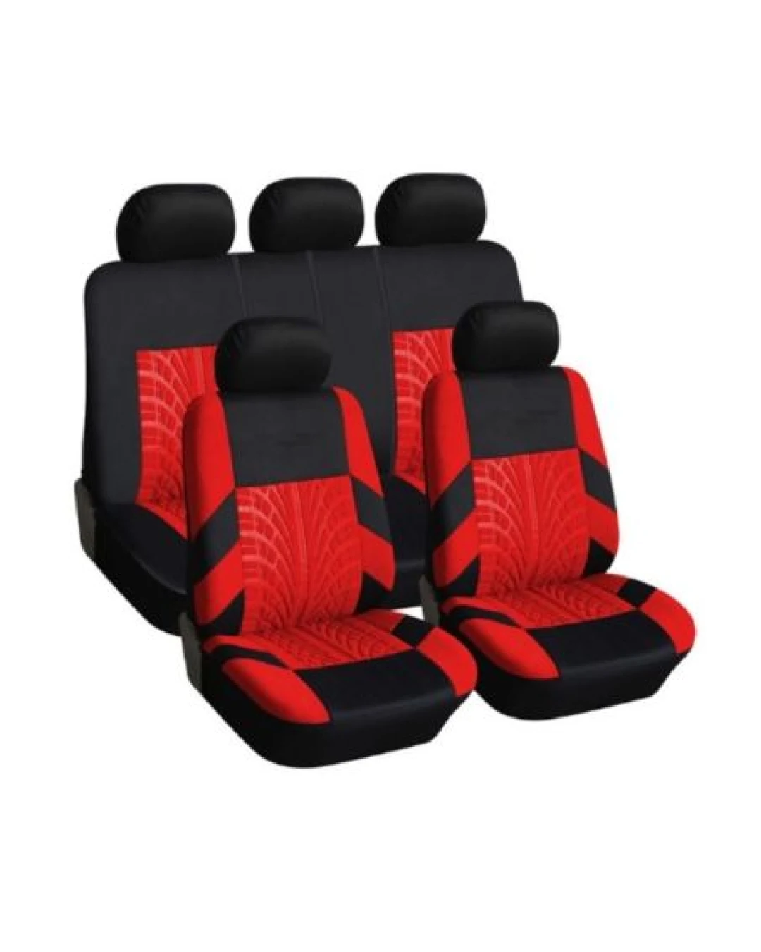 Нова универсална текстилна авто тапицерия калъфи за автомобилни седалки пълен комплект 9 части в червено-черно