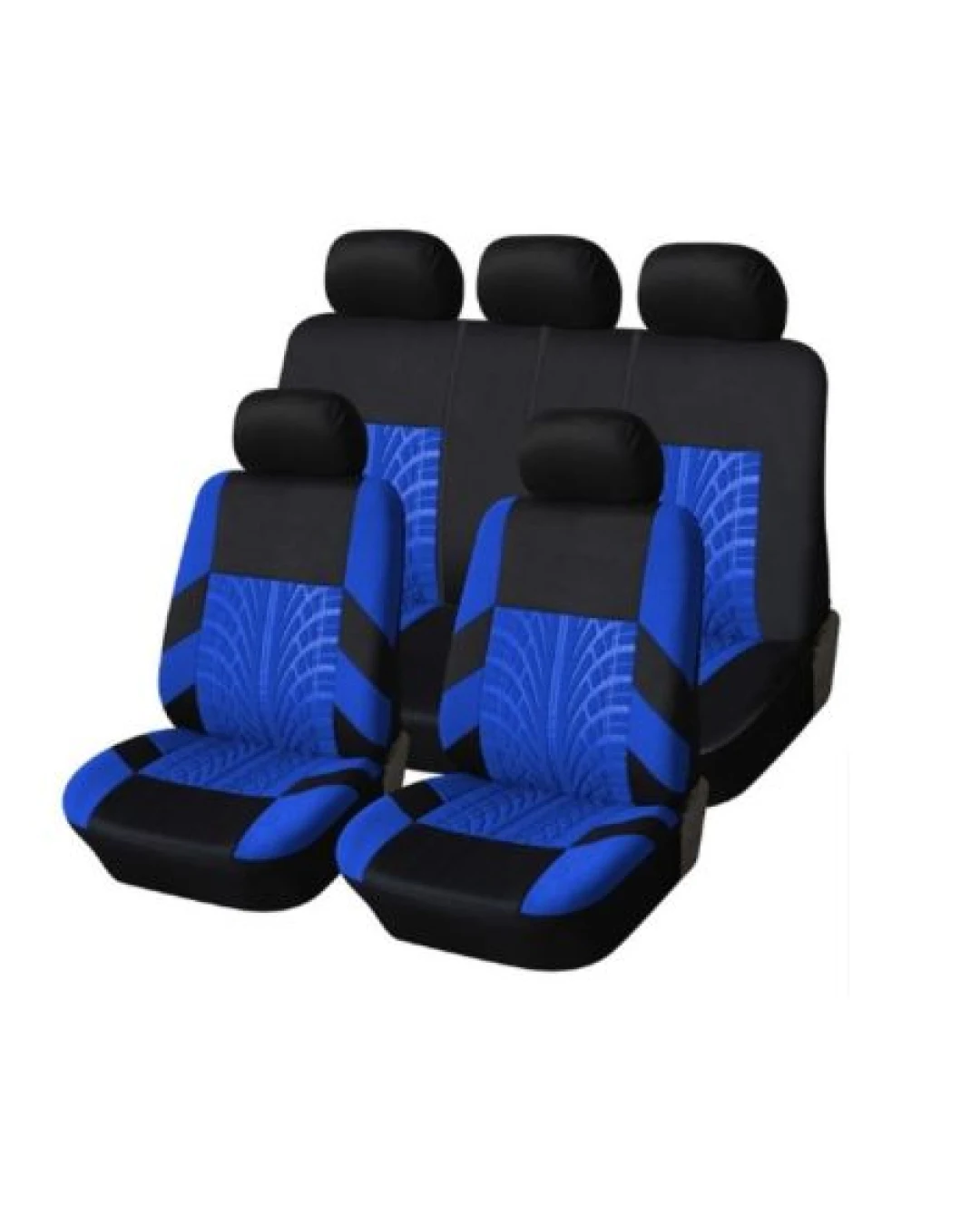 Нова универсална текстилна авто тапицерия, калъфи за автомобилни седалки, пълен комплект, 9 части в синьо-черно