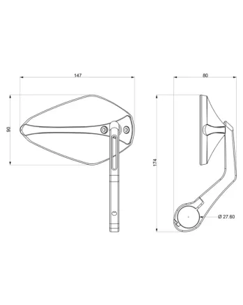 Огледала за мотор BARRACUDA X-VERSION RETROBAR END BLACK (PAIR)