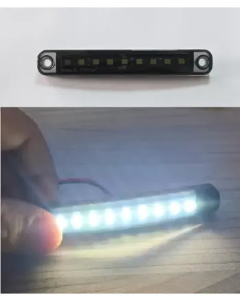 Опушен LED габарит маркер с 9 диода, Бял, 12V-24V - 10 см
