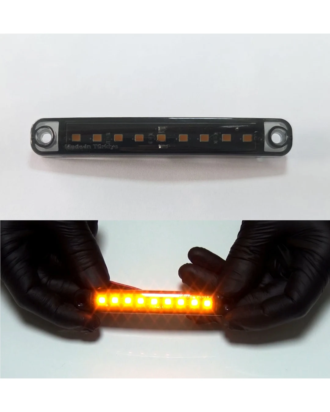 Опушен LED габарит маркер с 9 диода, Оранжев, 12V-24V - 10 см