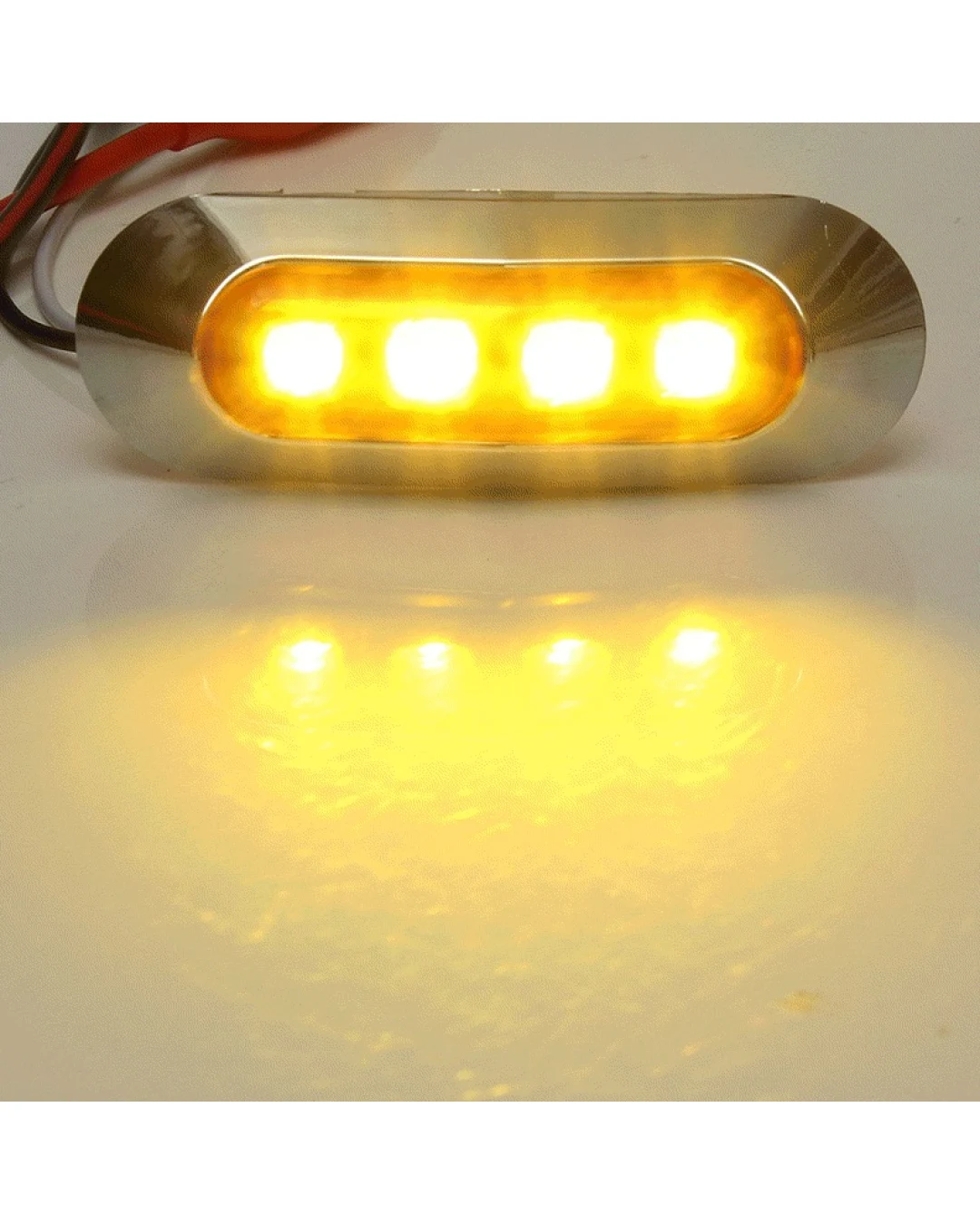 Оранжев/Жълт LED Габарит, Маркер, 4 диода, Хромирана рамка - 12V