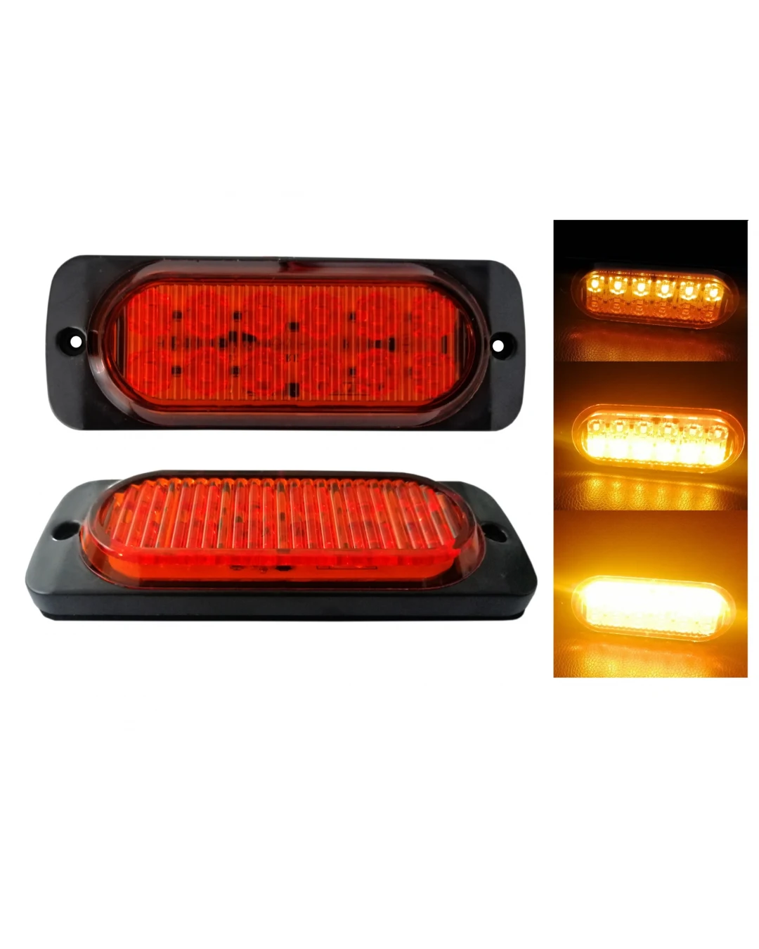 Оранжева LED Сигнална / Аварийна Блиц светлина - 12 диода 12V-24V