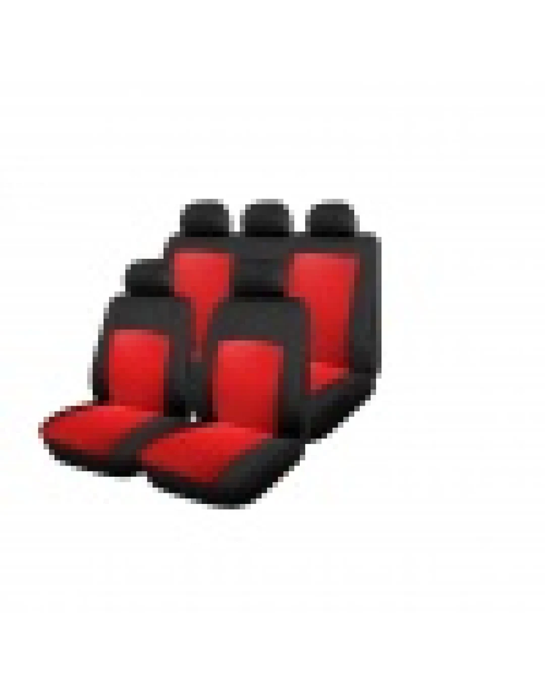 Пълен комплект авто тапицерия калъфи за седалки за Dacia Logan I 2004-2012, Dacia Logan II 2012+, червено-черно