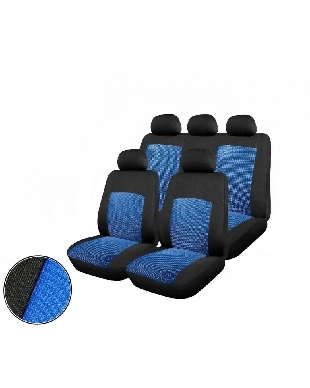 Пълен комплект авто тапицерия калъфи за седалки за Dacia Logan I 2004-2012, Dacia Logan II 2012+ синьо-черно