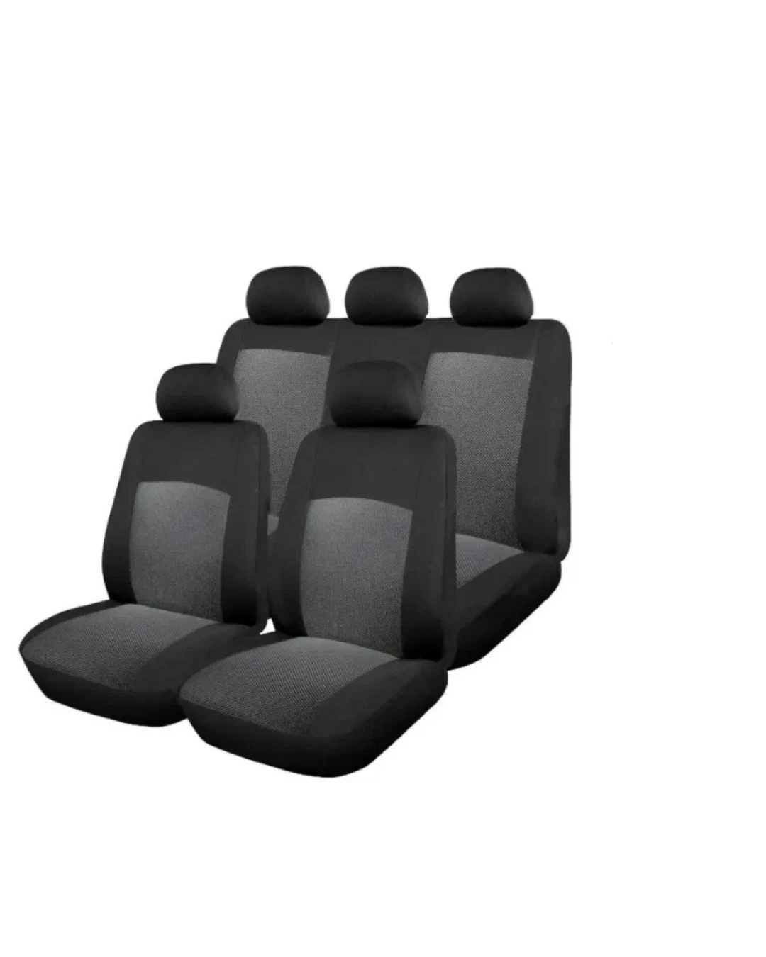 Пълен комплект авто тапицерия калъфи за седалки за Dacia Logan I 2004-2012, Dacia Logan II 2012+, сиво-черно