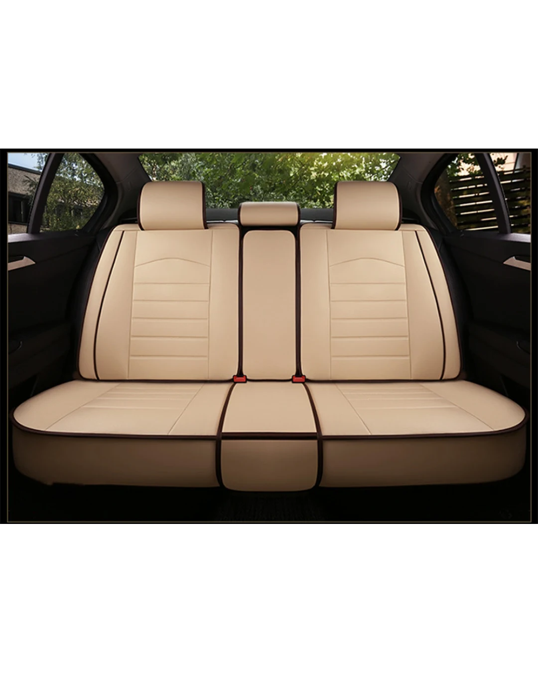 Пълен Комплект Бежови Луксозни Калъфи За Седалки Универсална Авто Тапицерия