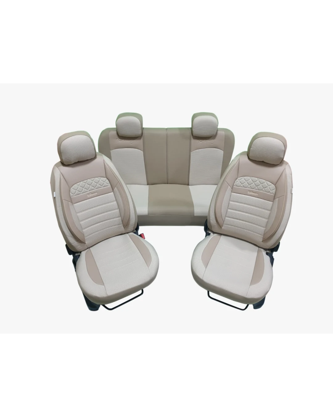 Пълен комплект COMFORT тапицерия/калъфи от еко кожа и текстил - бежово и бяло