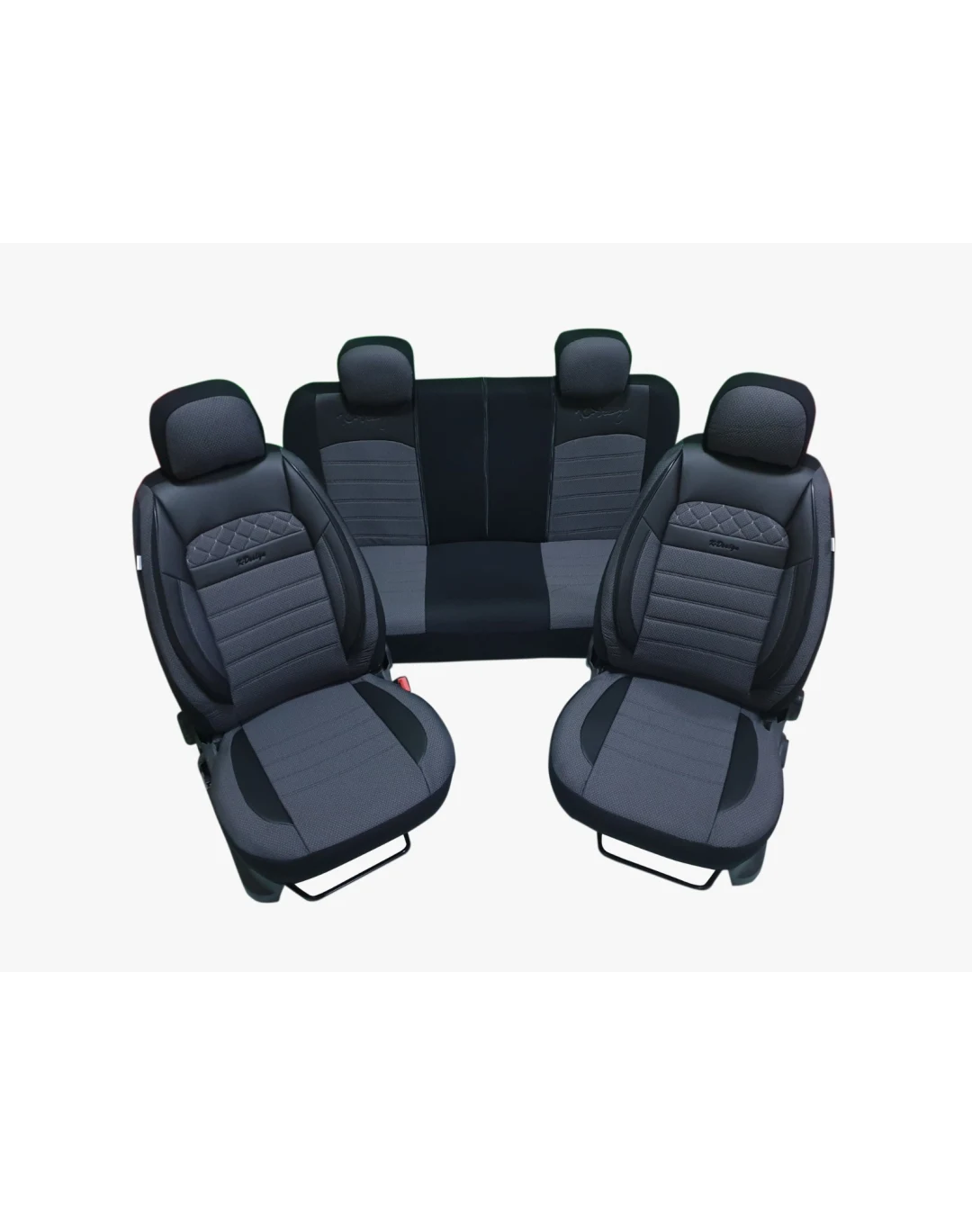 Пълен комплект - COMFORT - тапицерия/калъфи от еко кожа и текстил - сиво с черно