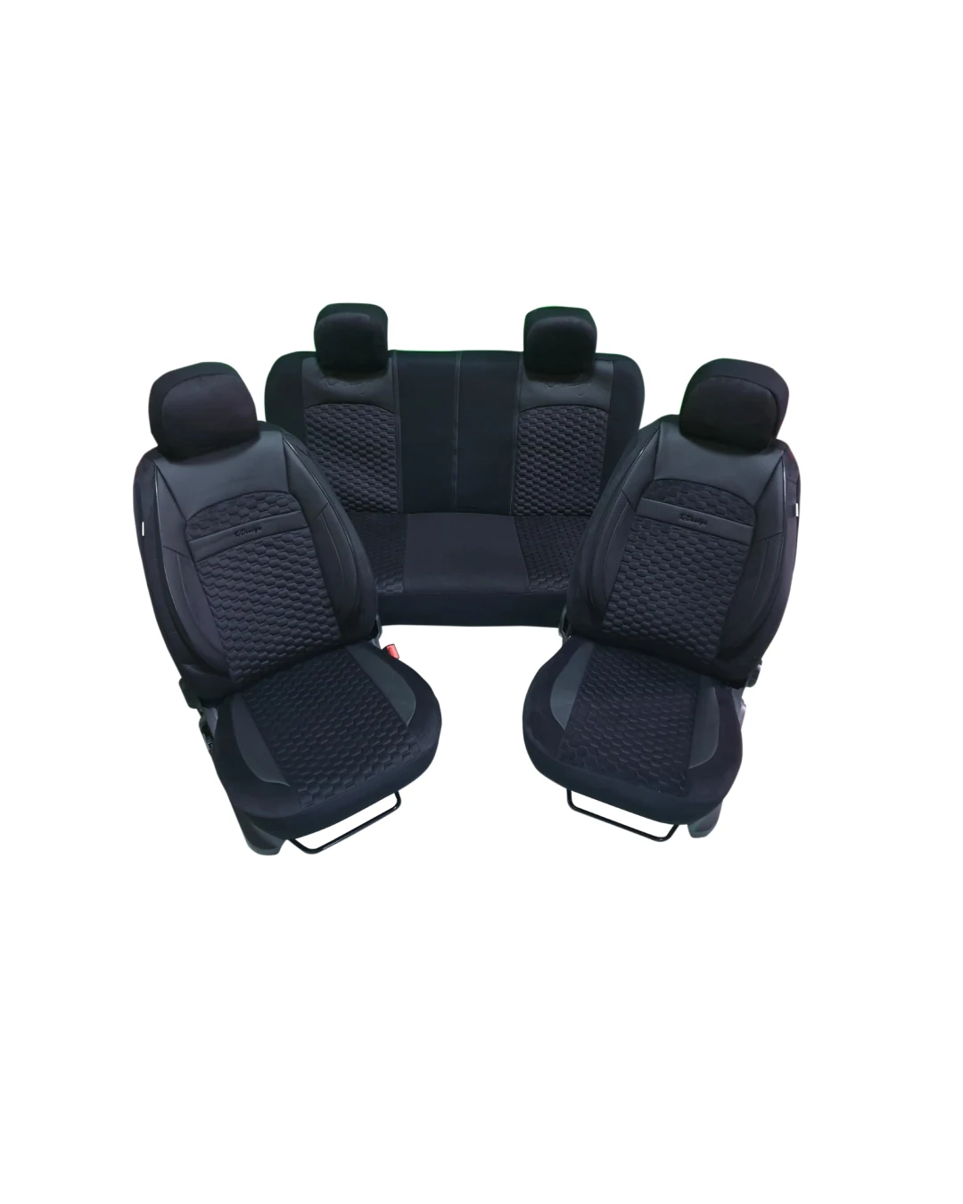 Пълен комплект DELUXE тапицерия/калъфи от еко кожа и текстил - черен цвят