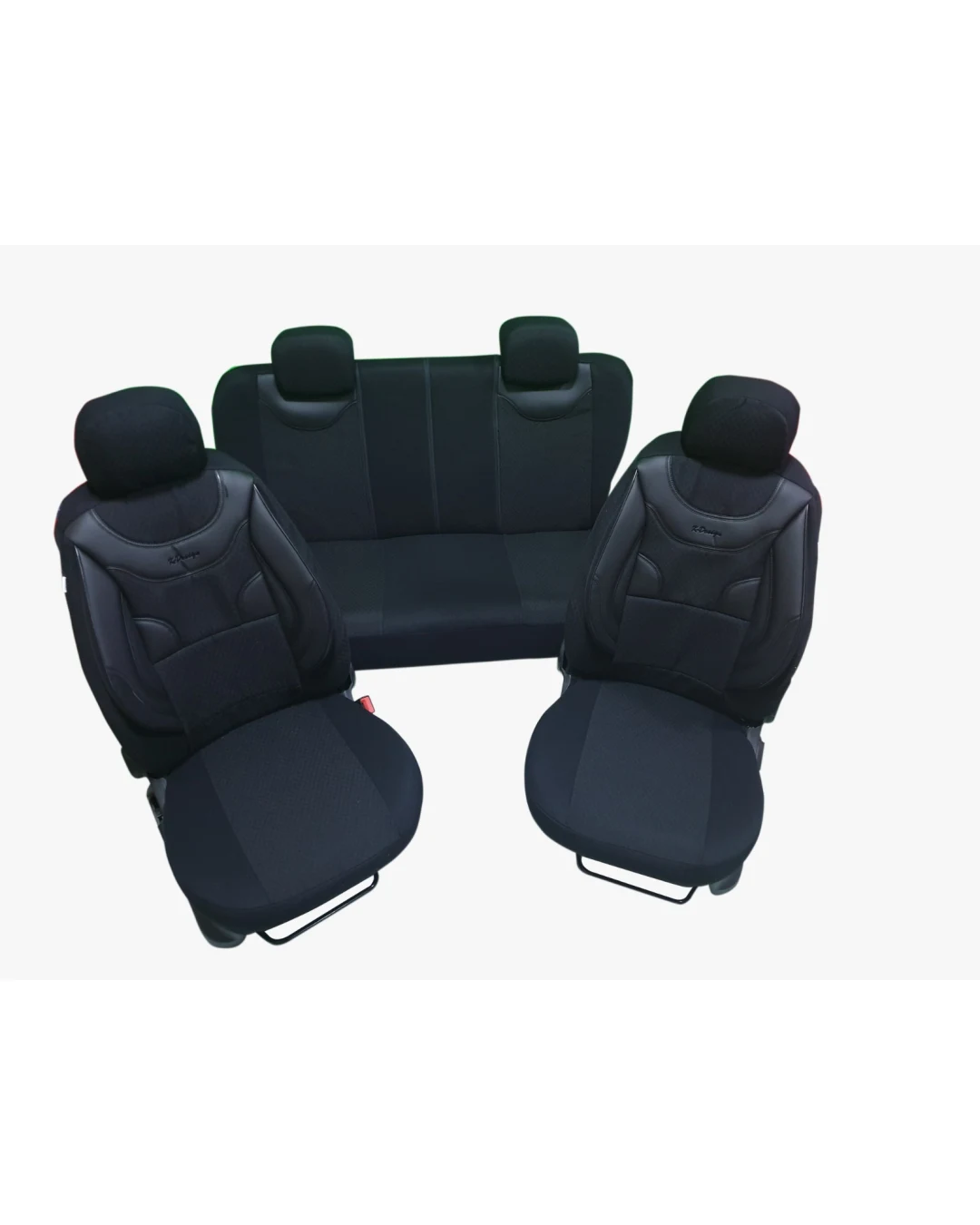 Пълен комплект - DESIGN - тапицерия/калъфи от еко кожа и текстил - черно