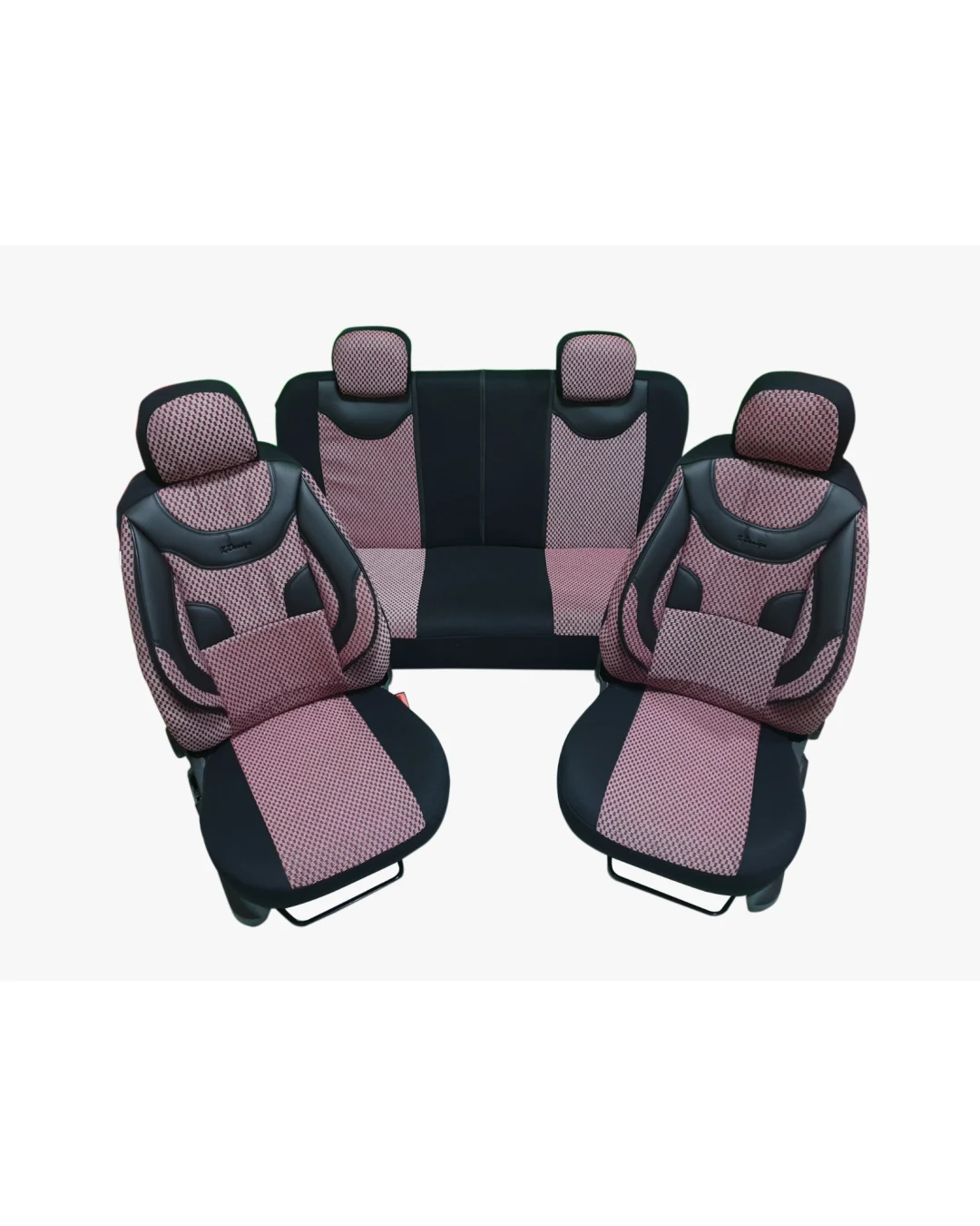 Пълен комплект - DESIGN - тапицерия/калъфи от еко кожа и текстил - розово с черно