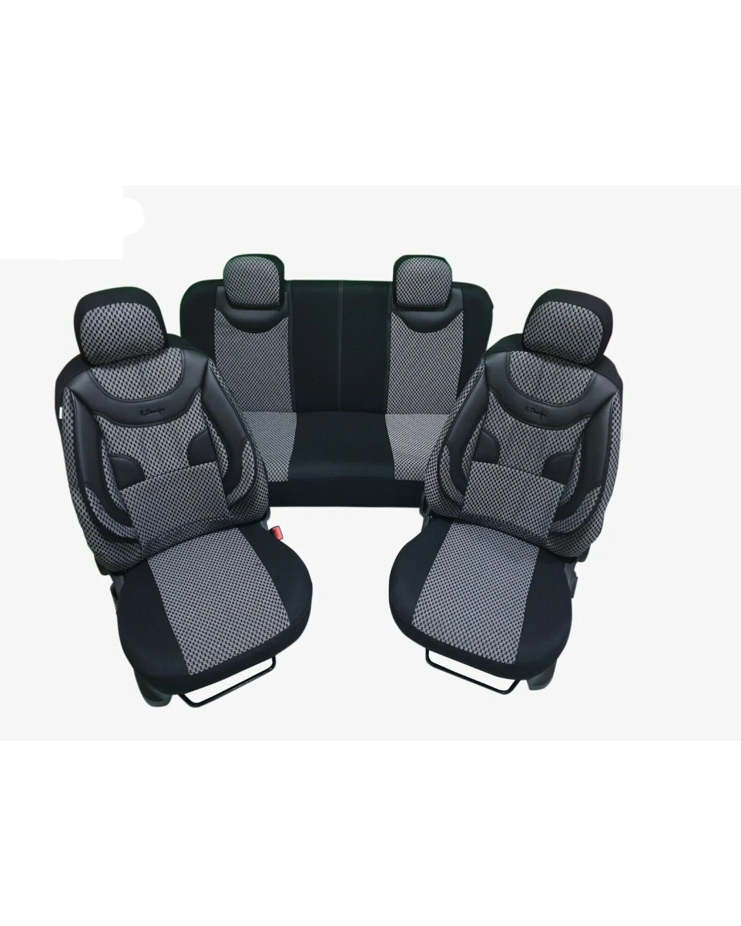 Пълен комплект - DESIGN - тапицерия/калъфи от еко кожа и текстил - сиво с черно