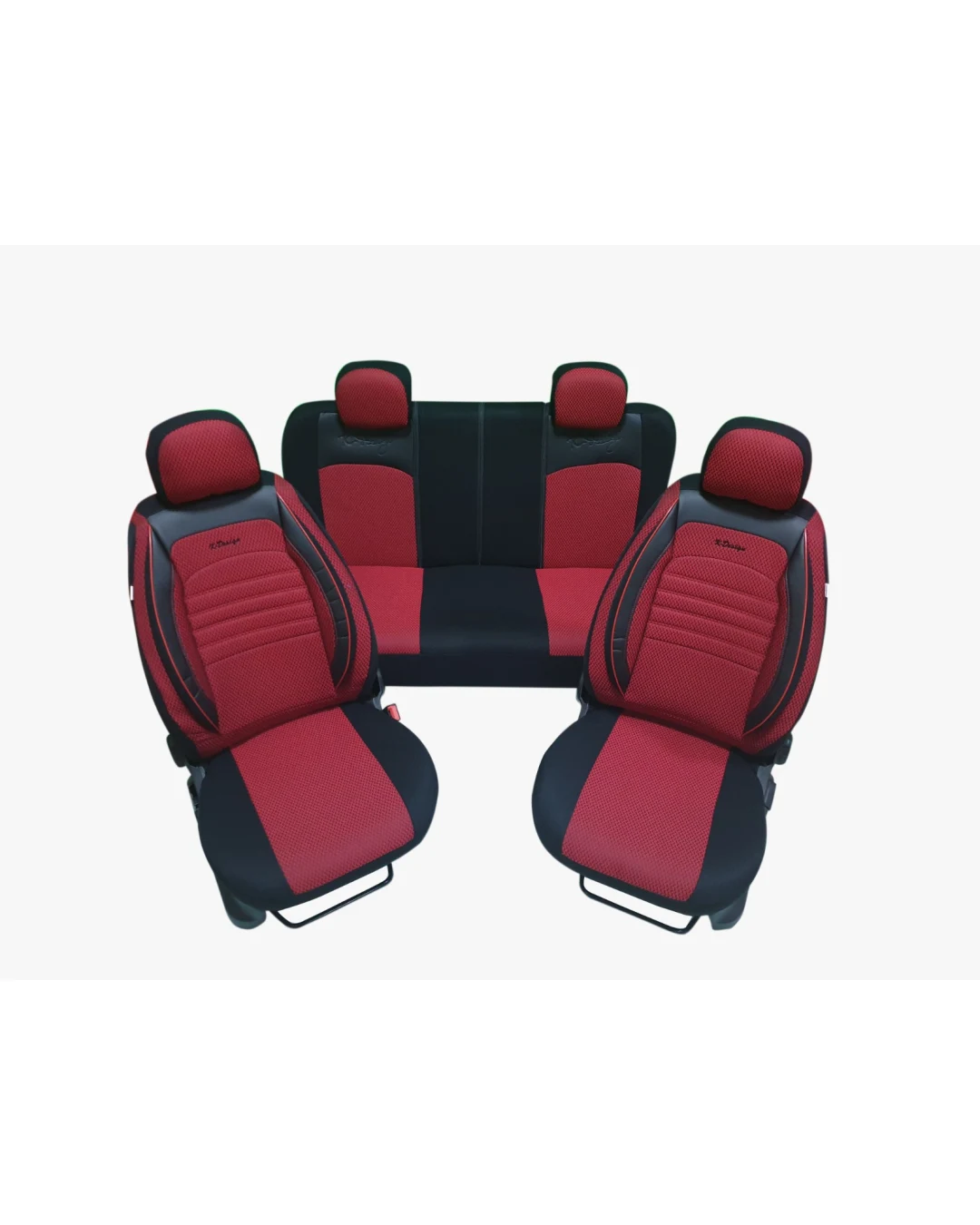 Пълен Комплект Калъфи За Авто Седалки Универсална Тапицерия Червено