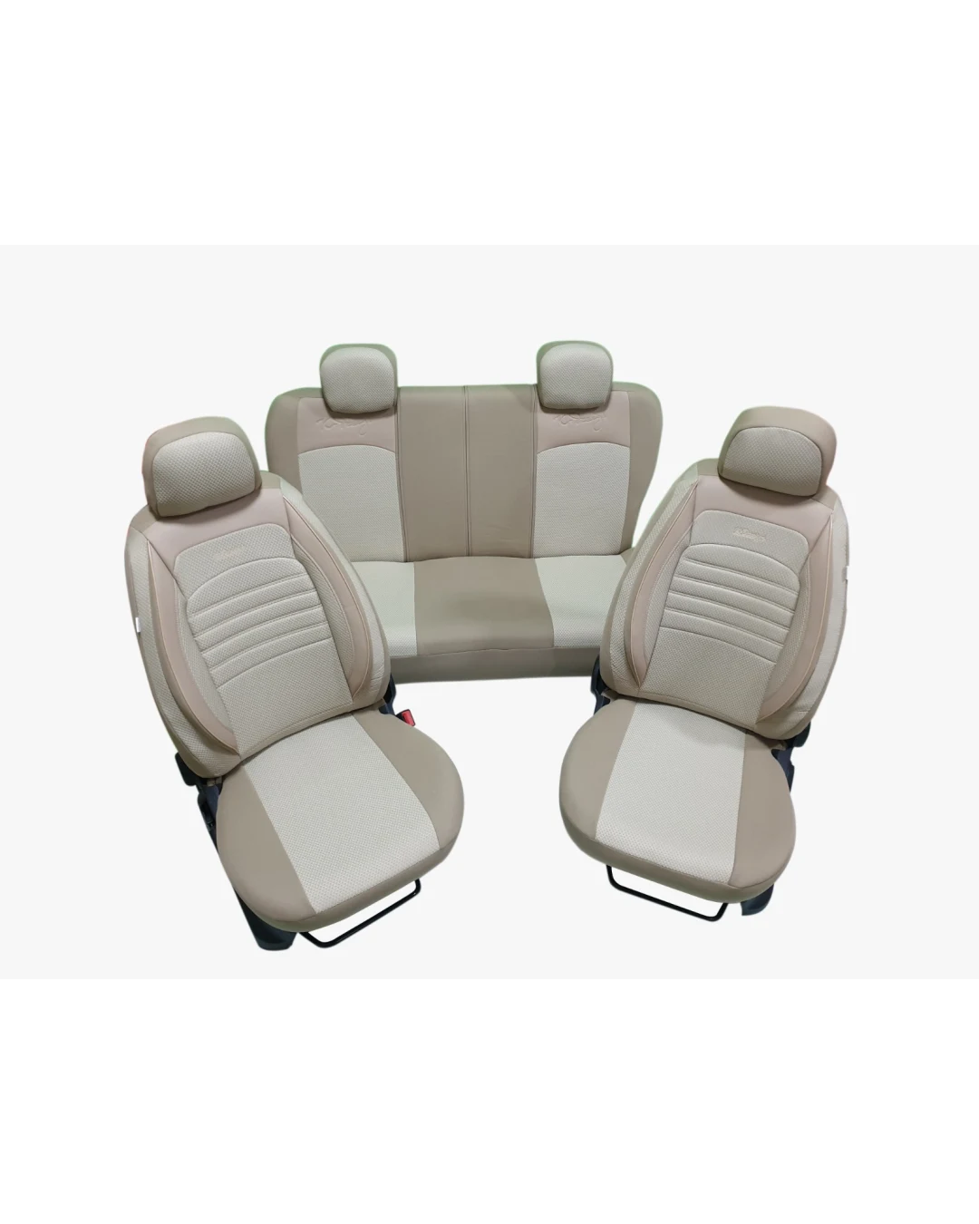 Пълен Комплект Лукс Калъфи За Авто Седалки Универсална Тапицерия Бежов