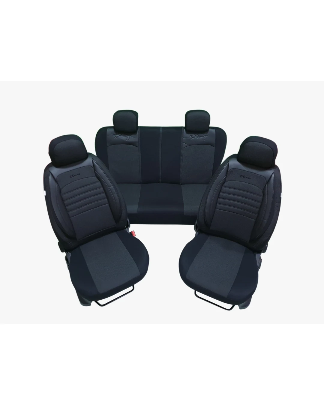 Пълен комплект - LUXE - тапицерия/калъфи от еко кожа и текстил - черно - черно