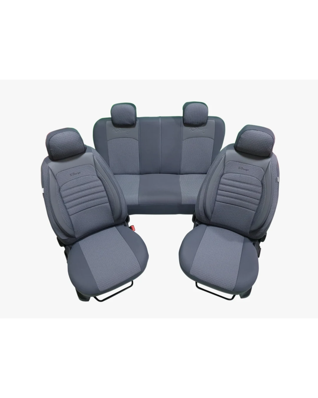 Пълен комплект - LUXE - тапицерия/калъфи от еко кожа и текстил - сиви