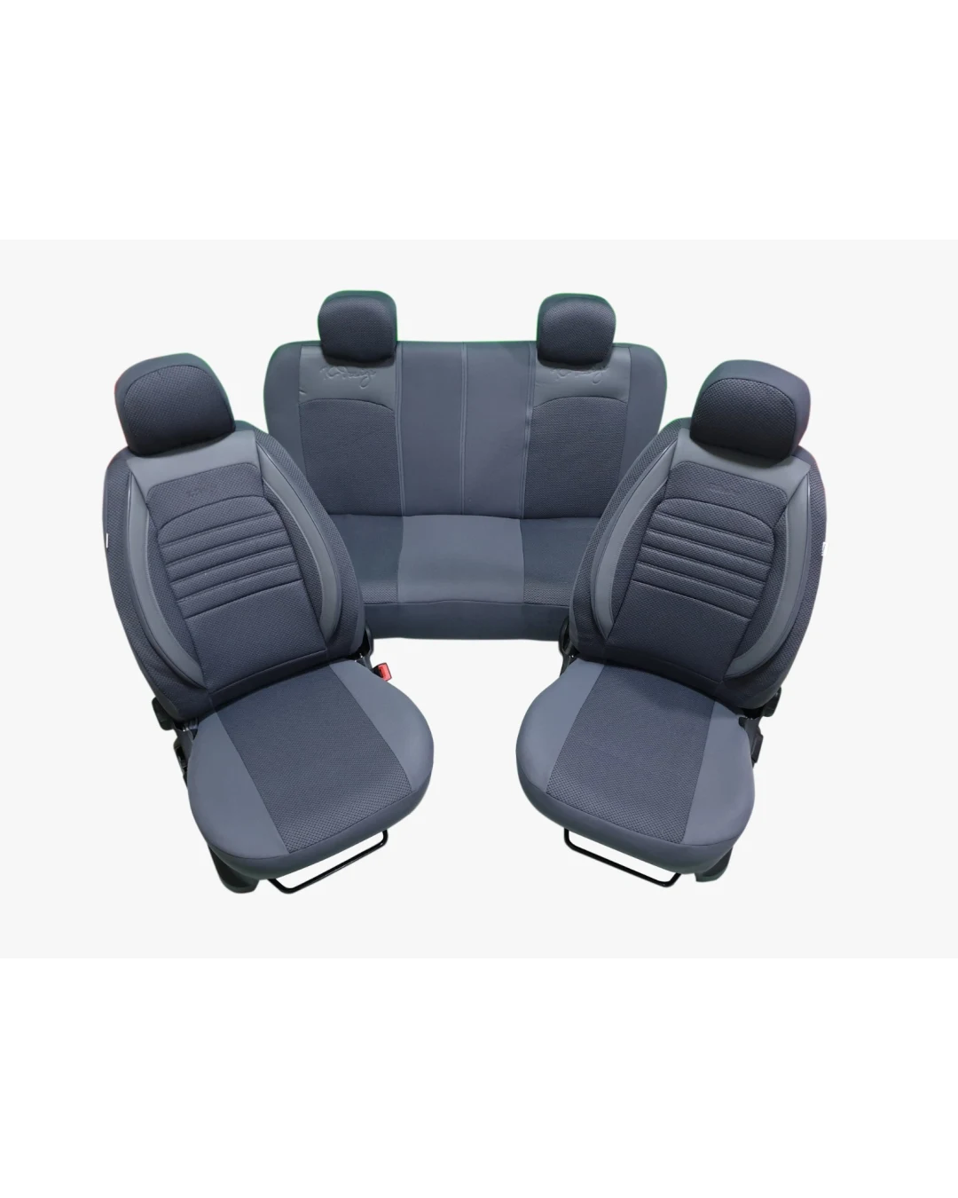 Пълен комплект - LUXE - тапицерия/калъфи от еко кожа и текстил - сиво-тъмно сиво