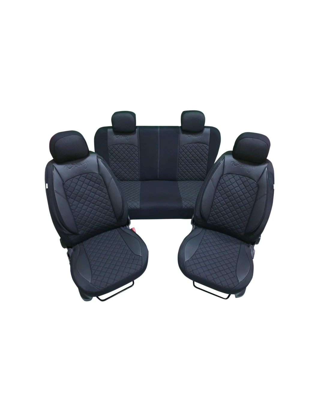 Пълен комплект PREMIUM тапицерия/калъфи от еко кожа и текстил - черен цвят