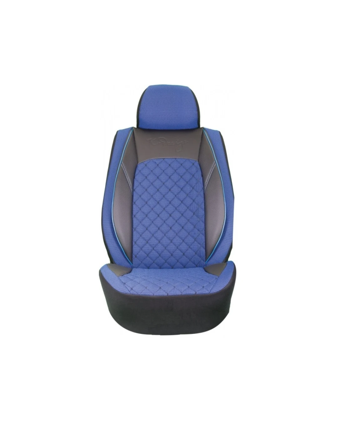 Пълен комплект PREMIUM тапицерия/калъфи от еко кожа и текстил - синьо с черно