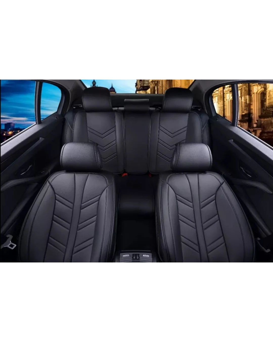 Пълен Комплект Универсална Тапицерия, Калъфи За Автомобилни Седалки Лукс Еко Кожа Черно TAP875