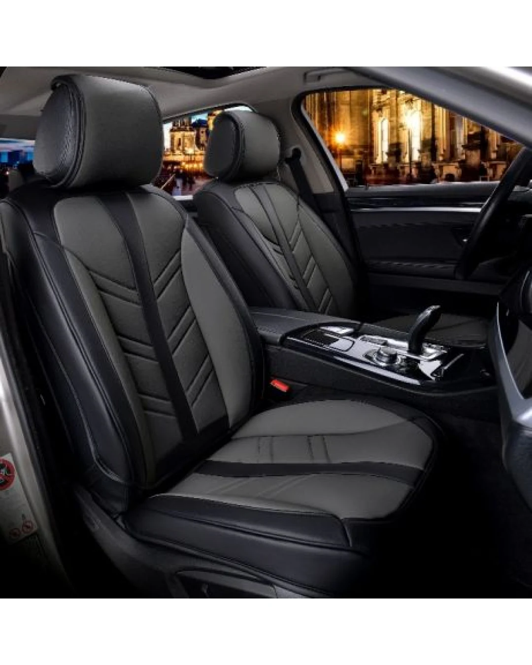 Пълен Комплект Универсална Тапицерия, Калъфи За Автомобилни Седалки Лукс Еко Кожа Черно TAP876