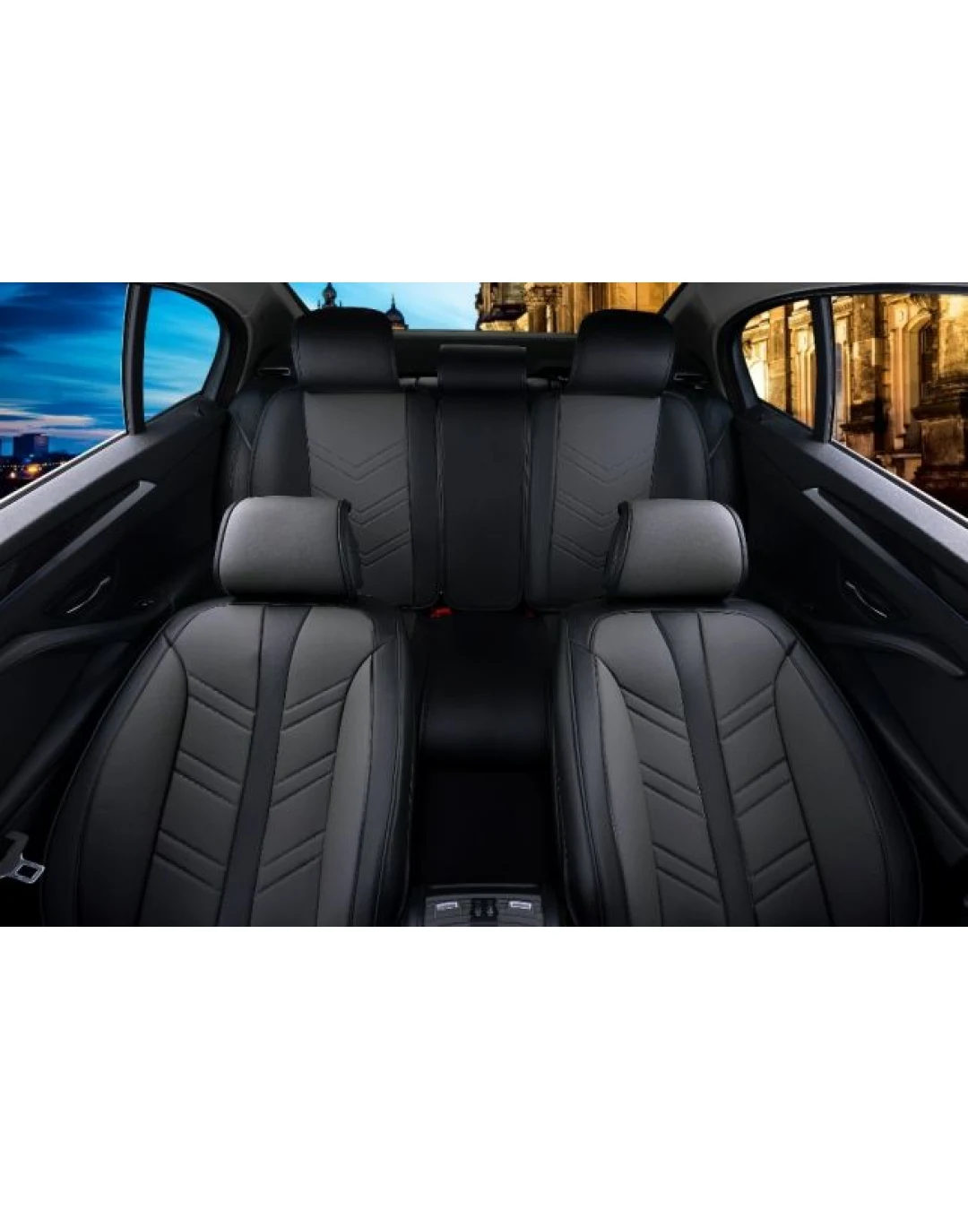 Пълен Комплект Универсална Тапицерия, Калъфи За Автомобилни Седалки Лукс Еко Кожа Черно TAP876