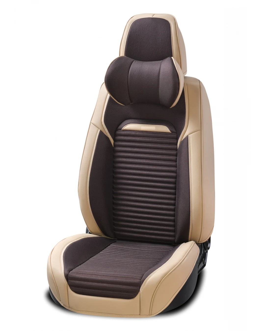 Пълен Комплект Универсална Тапицерия, Калъфи За Автомобилни Седалки Лукс Еко Кожа и Висококачествен Текстил в Бежово и Кафяво (цвят Кафе)