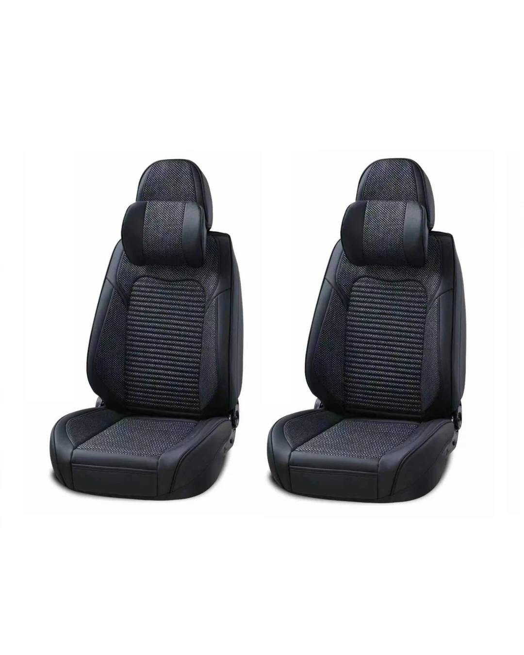 Пълен Комплект Универсална Тапицерия, Калъфи За Автомобилни Седалки Лукс Еко Кожа и Висококачествен Текстил в Черно