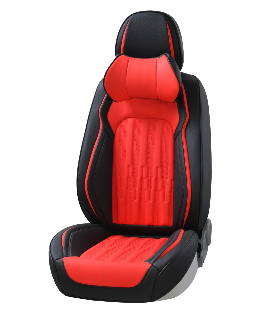 Пълен Комплект Универсална Тапицерия, Калъфи За Автомобилни Седалки Лукс Еко Кожа в Черно и Червено, с възглавнички TAP882