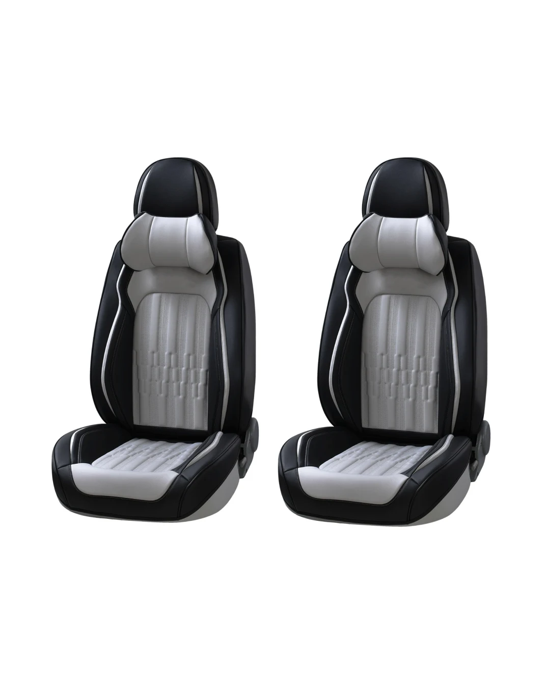 Пълен Комплект Универсална Тапицерия, Калъфи За Автомобилни Седалки Лукс Еко Кожа в Черно със Сиво TAP881