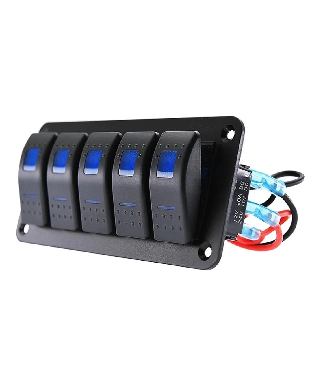Панел за вграждане с 5 бутона ON-OFF универсални 12-24V за LED светлини бар фарове лебедки лампи за кола камион каравана джипове лодка и др.