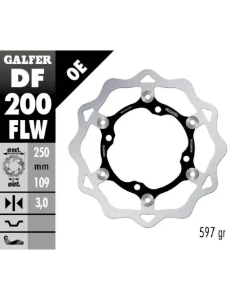 Плаващ преден спирачен диск Galfer WAVE FLOATING (C. STEEL) 250x3mm DF200FLW