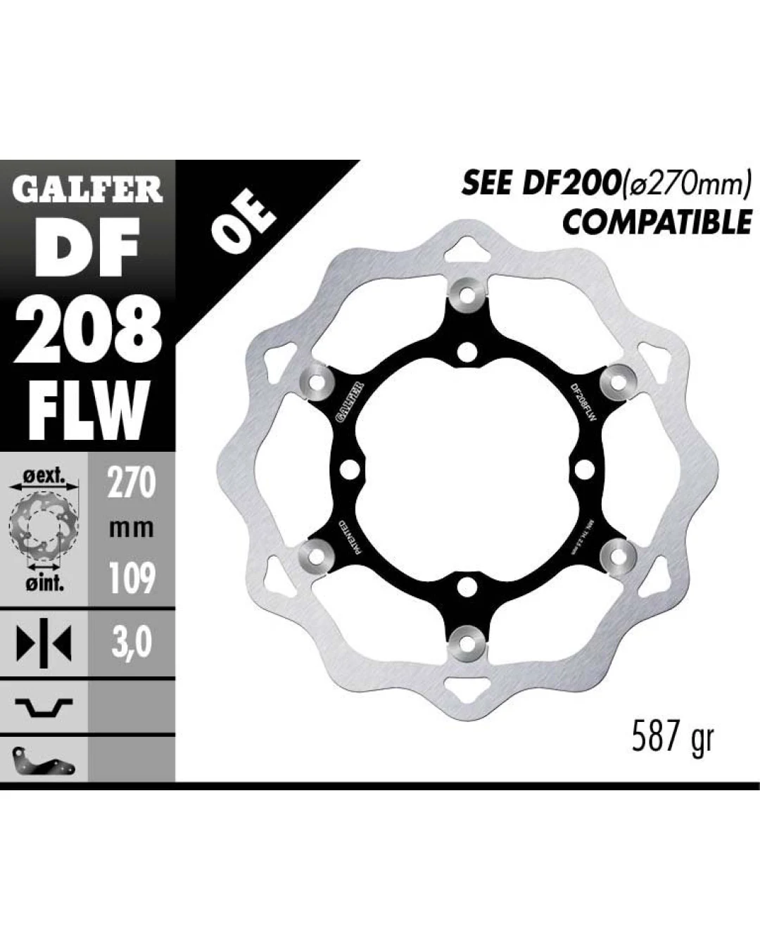 Плаващ преден спирачен диск Galfer WAVE FLOATING (C. STEEL) 270x3mm DF208FLW