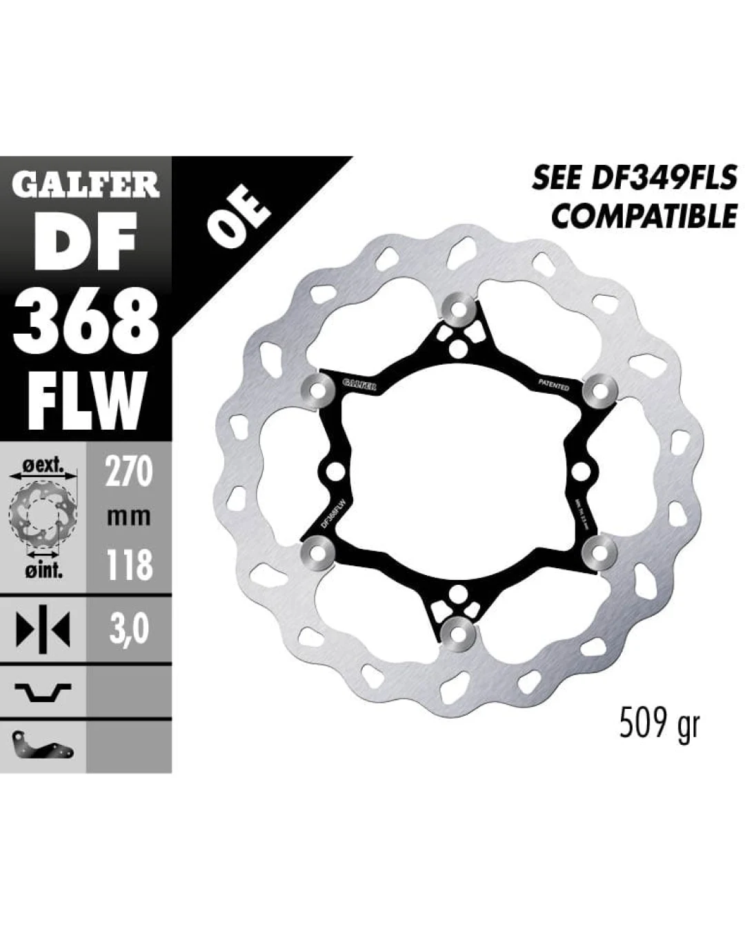 Плаващ преден спирачен диск Galfer WAVE FLOATING (C. STEEL) 270x3mm DF368FLW
