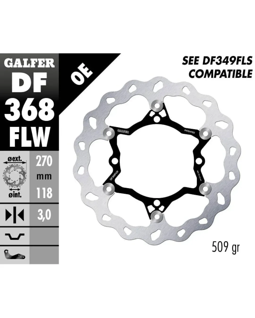 Плаващ преден спирачен диск Galfer WAVE FLOATING (C. STEEL) 270x3mm DF368FLW