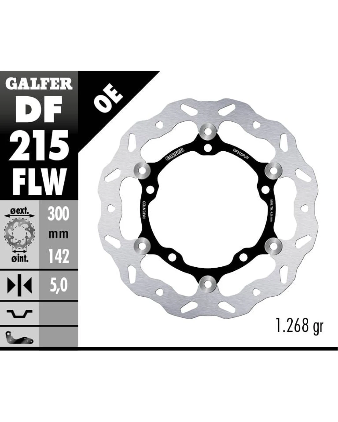 Плаващ преден спирачен диск Galfer WAVE FLOATING (C. STEEL) 300x5mm DF215FLW