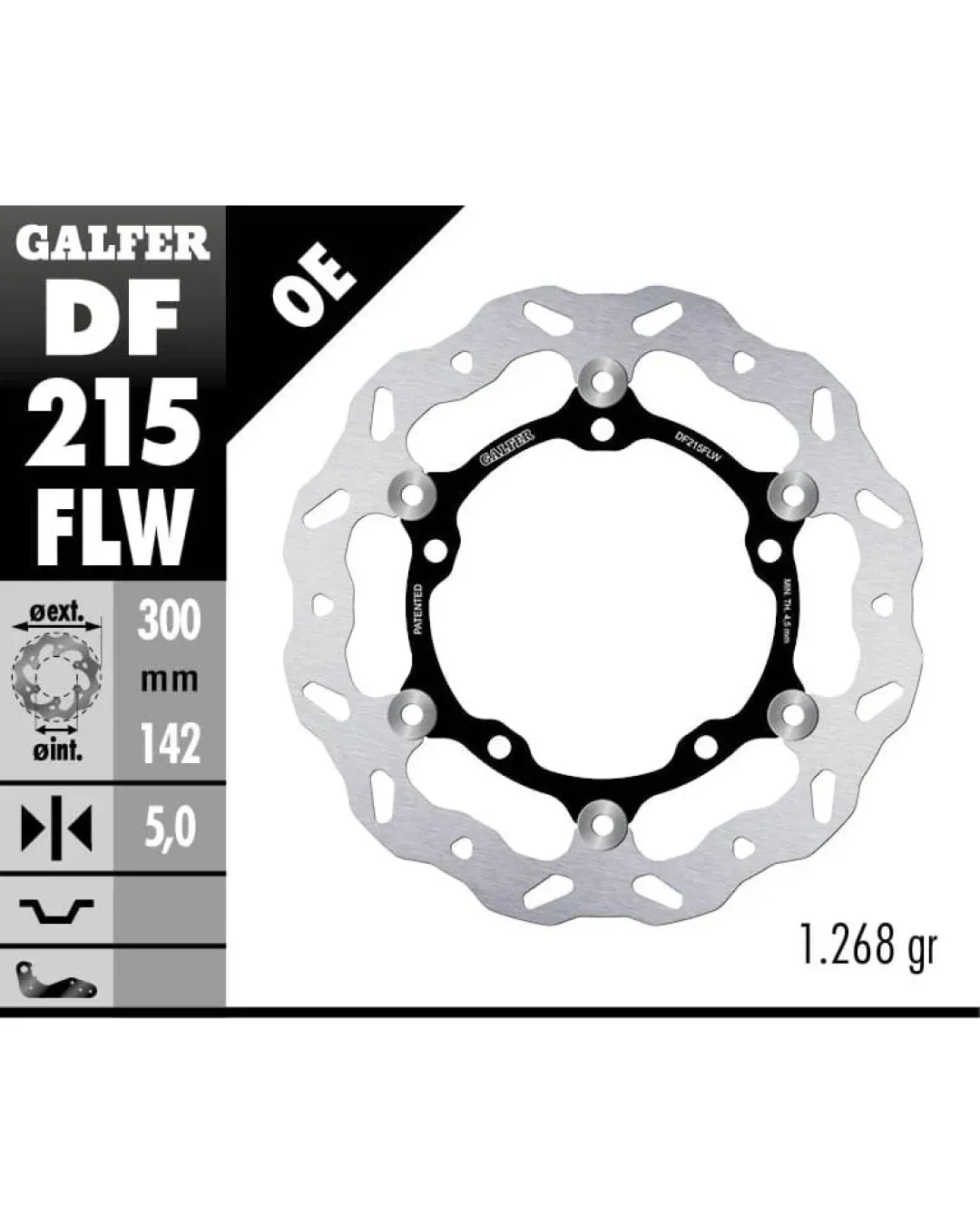 Плаващ преден спирачен диск Galfer WAVE FLOATING (C. STEEL) 300x5mm DF215FLW