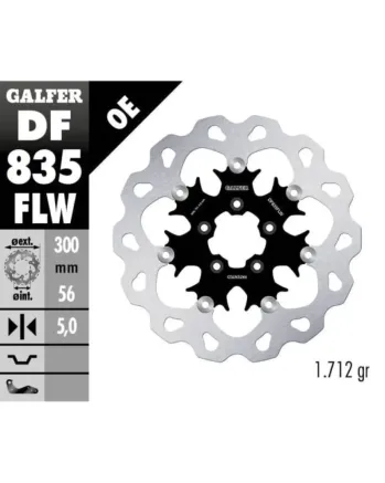 Плаващ преден спирачен диск Galfer WAVE FLOATING (C. STEEL) 300x5mm DF835FLW