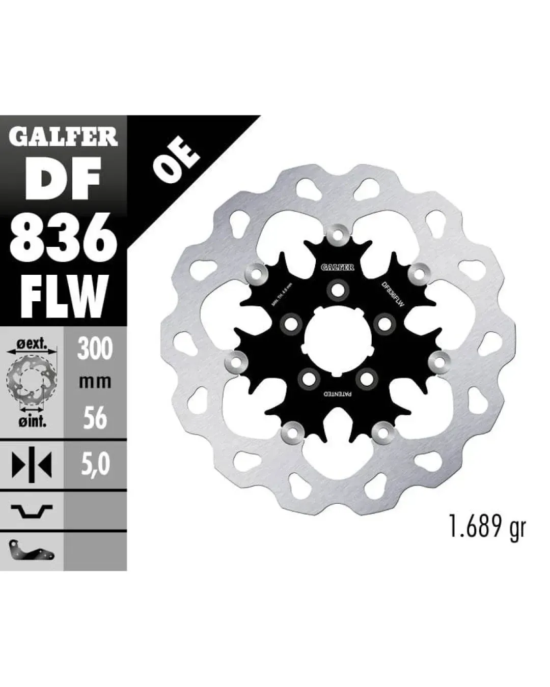 Плаващ преден спирачен диск Galfer WAVE FLOATING (C. STEEL) 300x5mm DF836FLW